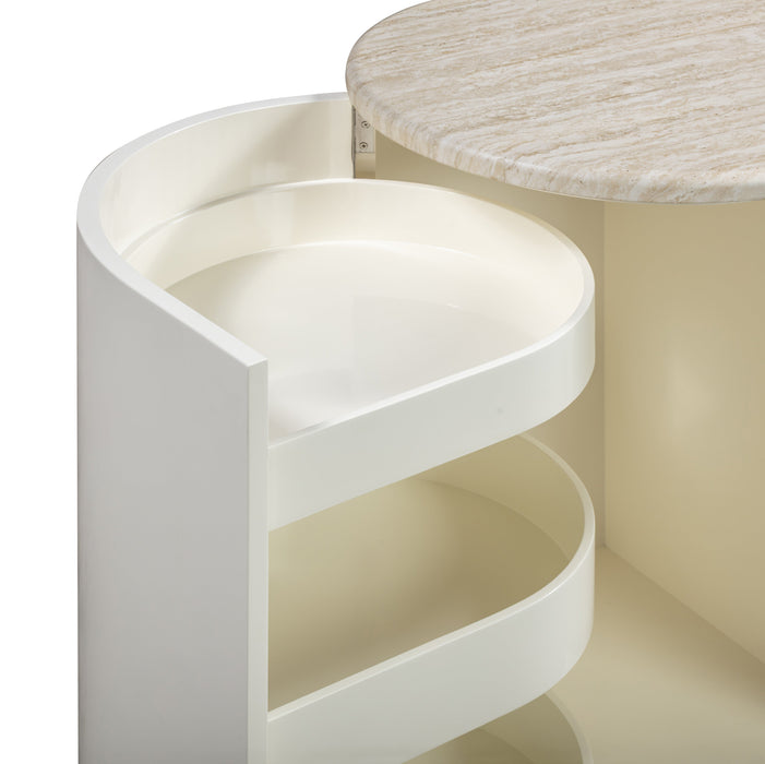 Marlene 47" Cream Faux Travertine Vanity Desk