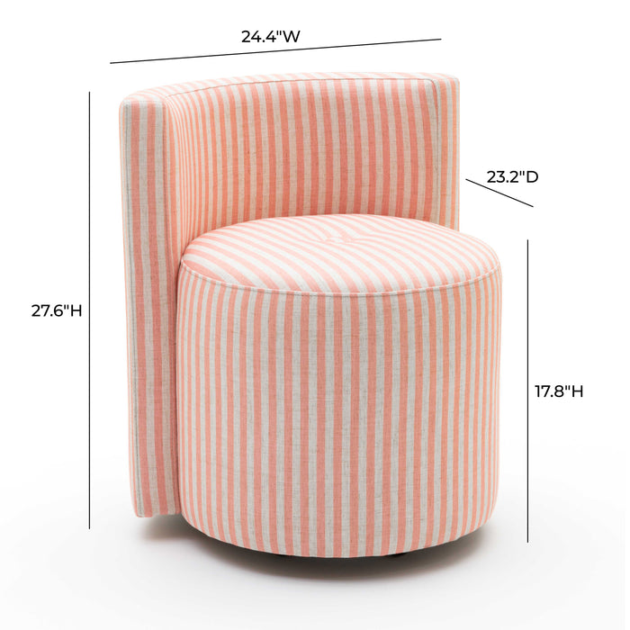 Alyssa Striped Performance Linen Rolling Desk Chair - Dream Home Furniture & Mattress (Waite Park, MN)
