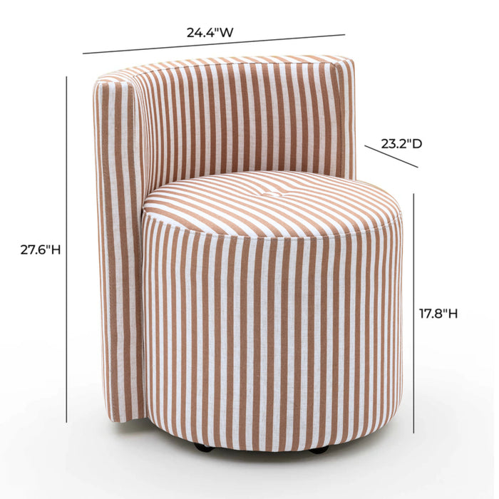 Alyssa Striped Performance Linen Rolling Desk Chair - Dream Home Furniture & Mattress (Waite Park, MN)