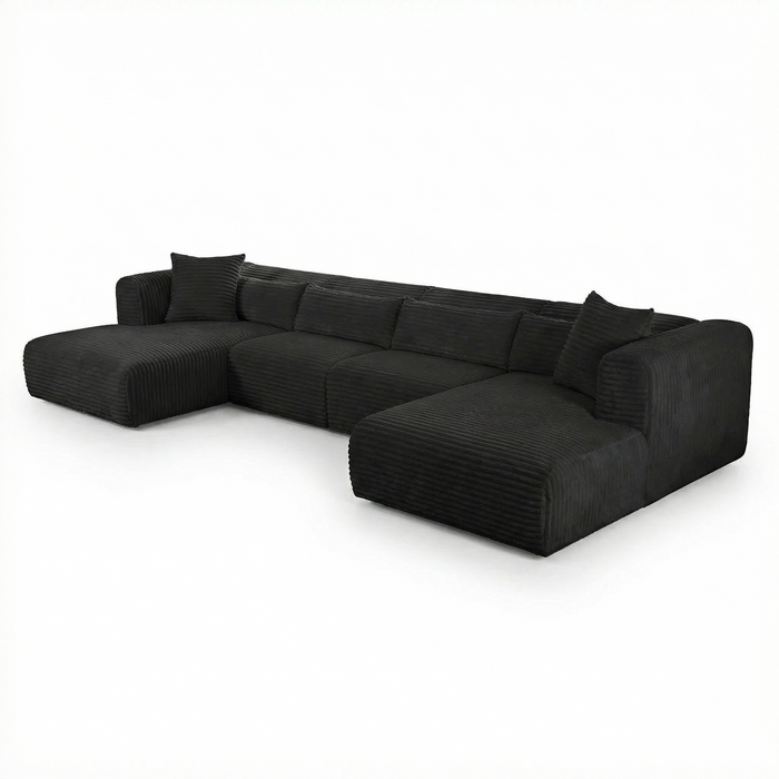 Tarra 4-Piece Fluffy Oversized Performance Corduroy Modular U-Sectional