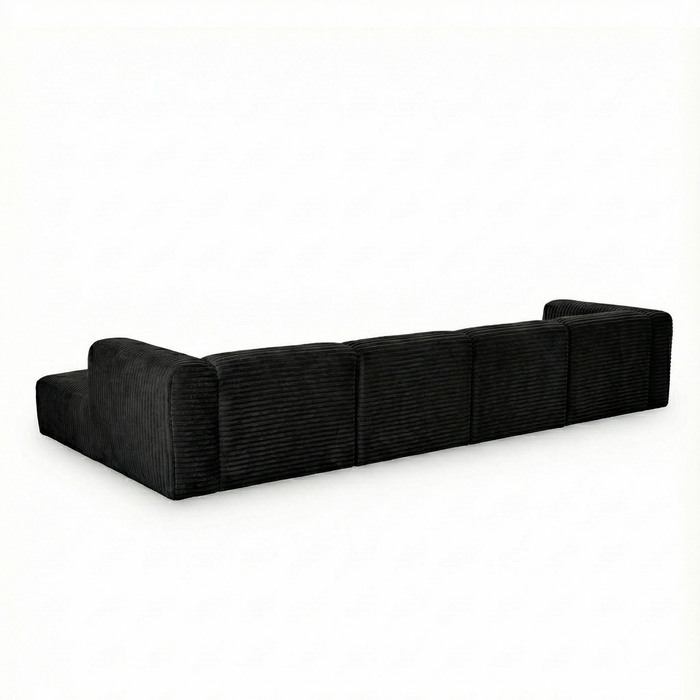 Tarra 4-Piece Fluffy Oversized Performance Corduroy Modular U-Sectional
