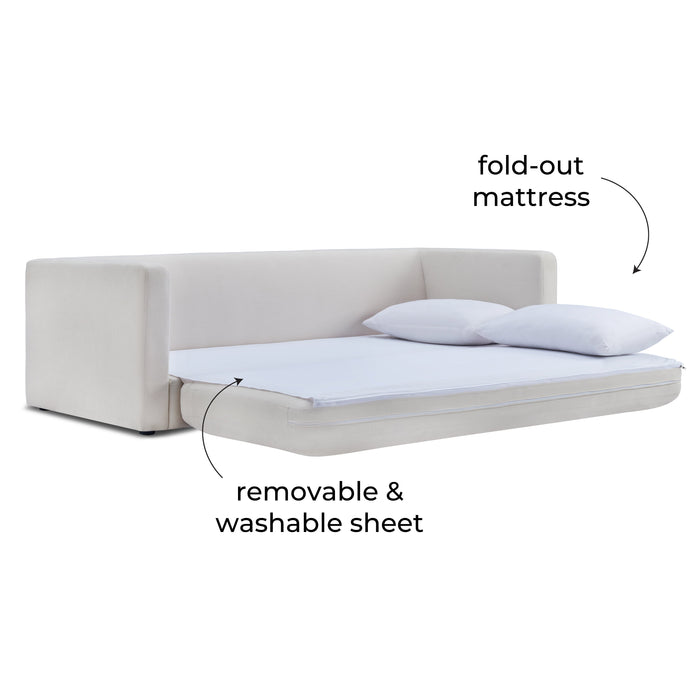 Ryan 91" Cream Upcycled Performance Linen Sofa Bed