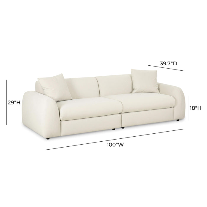 Kourtney 100" Cream Performance Faux Mohair Sofa