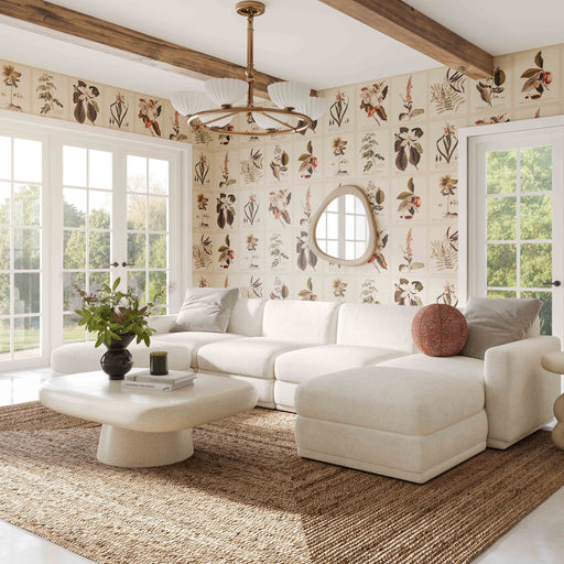 Perry 6-Piece Cream Performance Chenille Modular U-Sectional - Dream Home Furniture & Mattress (Waite Park, MN)