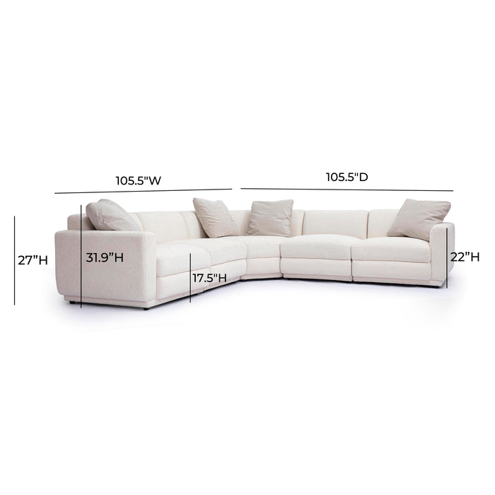 Perry 5-Piece Cream Performance Chenille Modular L-Sectional
