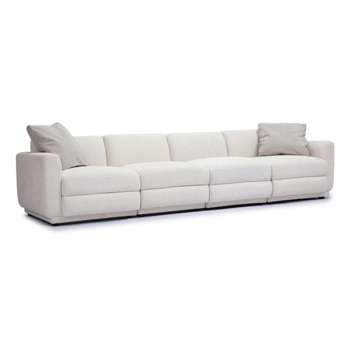 Perry 124" Cream Performance Chenille Modular Long Sofa - Dream Home Furniture & Mattress (Waite Park, MN)