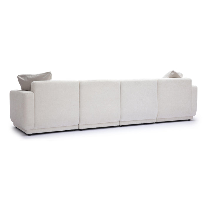 Perry 124" Cream Performance Chenille Modular Long Sofa