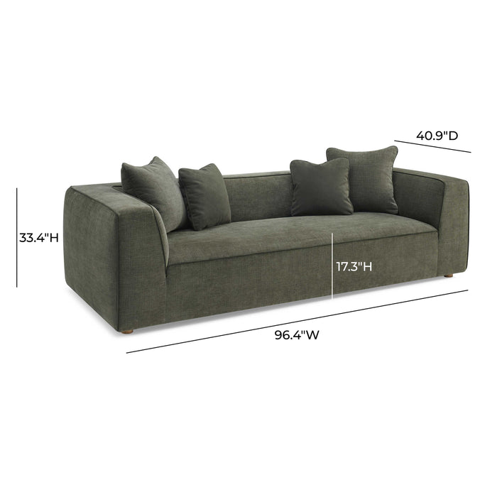 Tristine 96" Olive Green Upcycled Performance Basketweave Sofa - Dream Home Furniture & Mattress (Waite Park, MN)