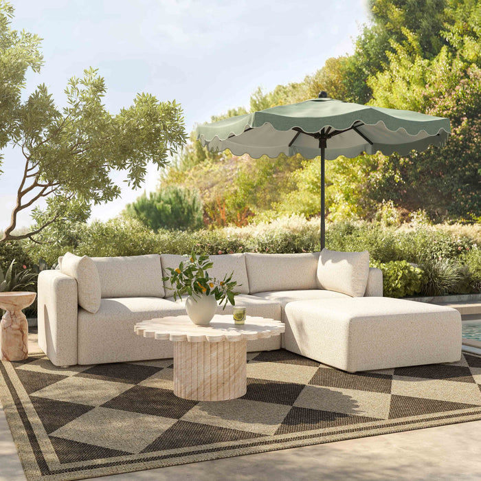 Hangover Cream Performance Fabric Outdoor Ottoman - Dream Home Furniture & Mattress (Waite Park, MN)