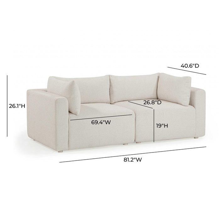 Hangover 81" Cream Performance Fabric Outdoor Modular Loveseat