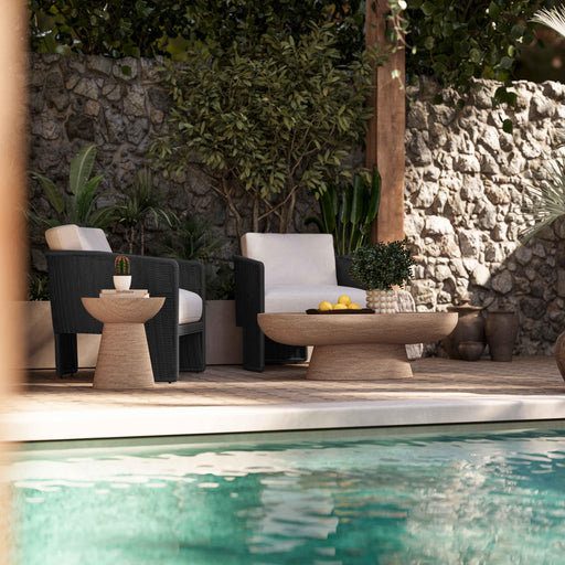 Alexa Rattan Performance Fabric Outdoor Armchair - Dream Home Furniture & Mattress (Waite Park, MN)