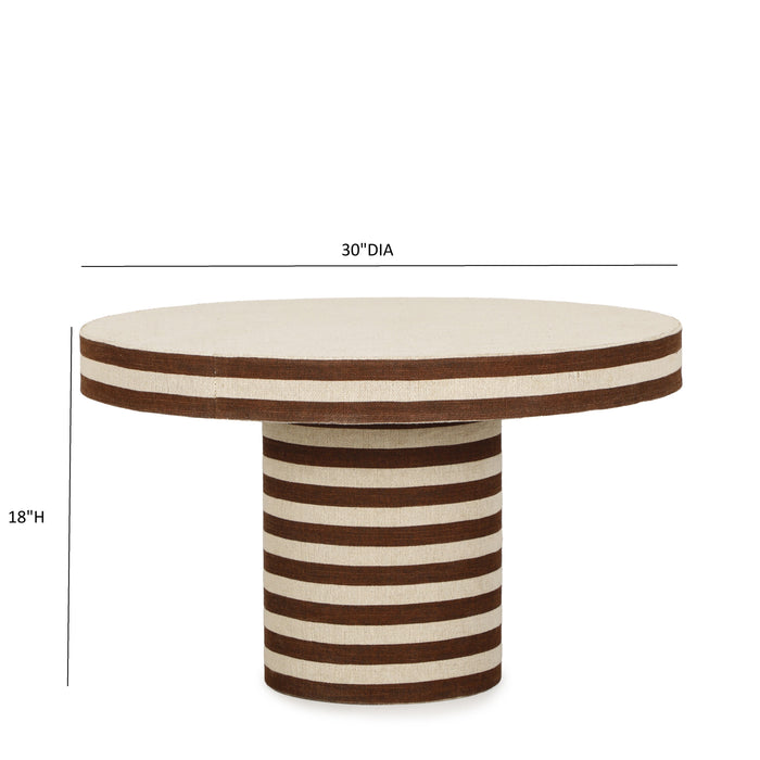 Lyra 30" Natural Striped Cotton Jute Contract-Grade Coffee Table