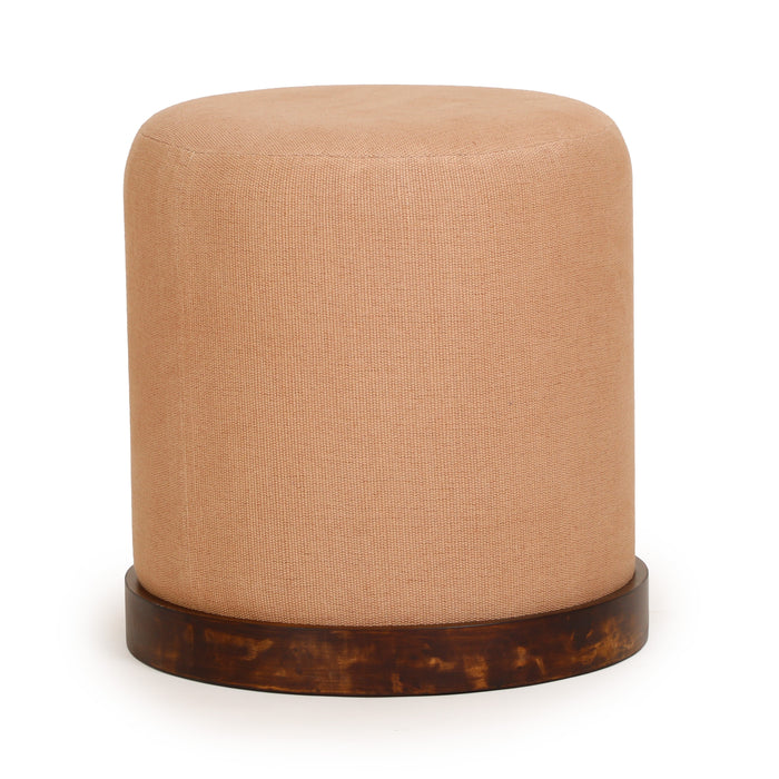 Como Burl and Peach Cotton Jute Contract-Grade Accent Stool