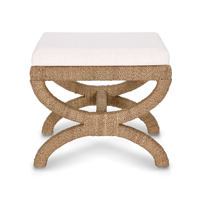 Kappa Cream Contract-Grade Fabric and Natural Seagrass Accent Stool - Dream Home Furniture & Mattress (Waite Park, MN)