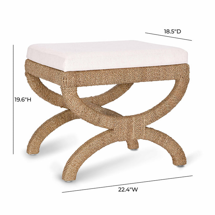 Kappa Cream Contract-Grade Fabric and Natural Seagrass Accent Stool - Dream Home Furniture & Mattress (Waite Park, MN)