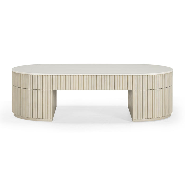 Bella 52" Cream Large Storage Coffee Table