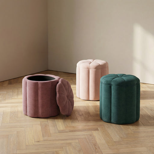 Fleur Textured Performance Velvet Storage Ottoman - Dream Home Furniture & Mattress (Waite Park, MN)