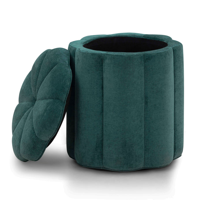 Fleur Textured Performance Velvet Storage Ottoman