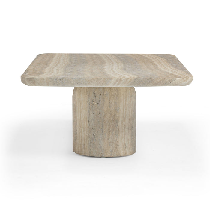 Tyche 55" Faux Travertine Indoor/Outdoor Concrete Rectangular Coffee Table