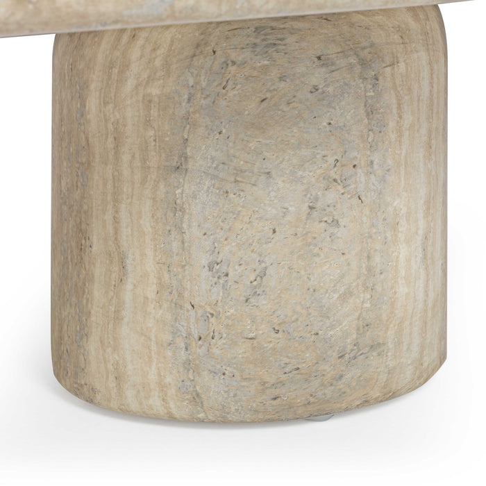 Tyche 55" Faux Travertine Indoor/Outdoor Concrete Rectangular Coffee Table