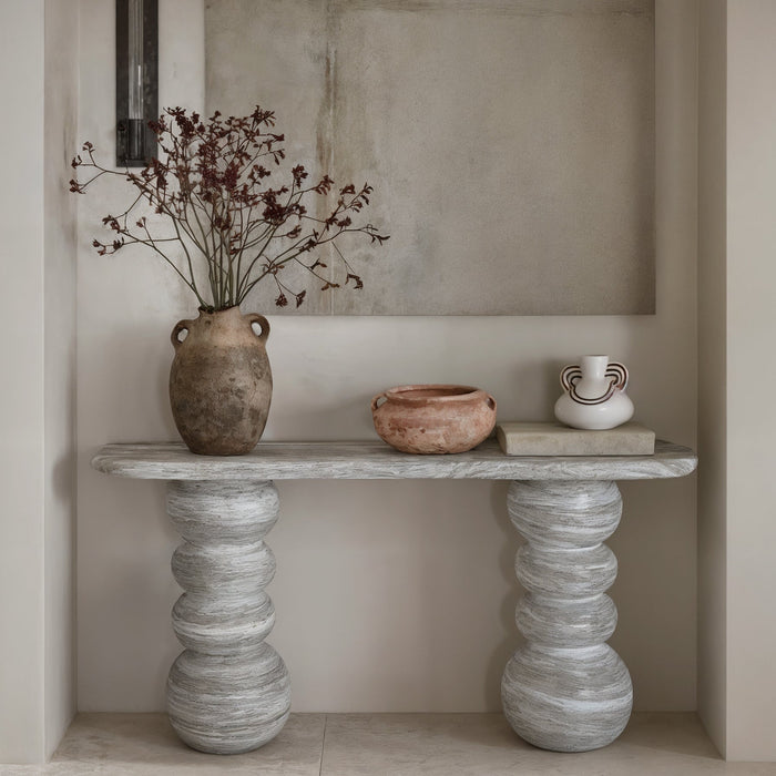 Hyre 59" Faux Stone Indoor/Outdoor Concrete Console Table - Dream Home Furniture & Mattress (Waite Park, MN)
