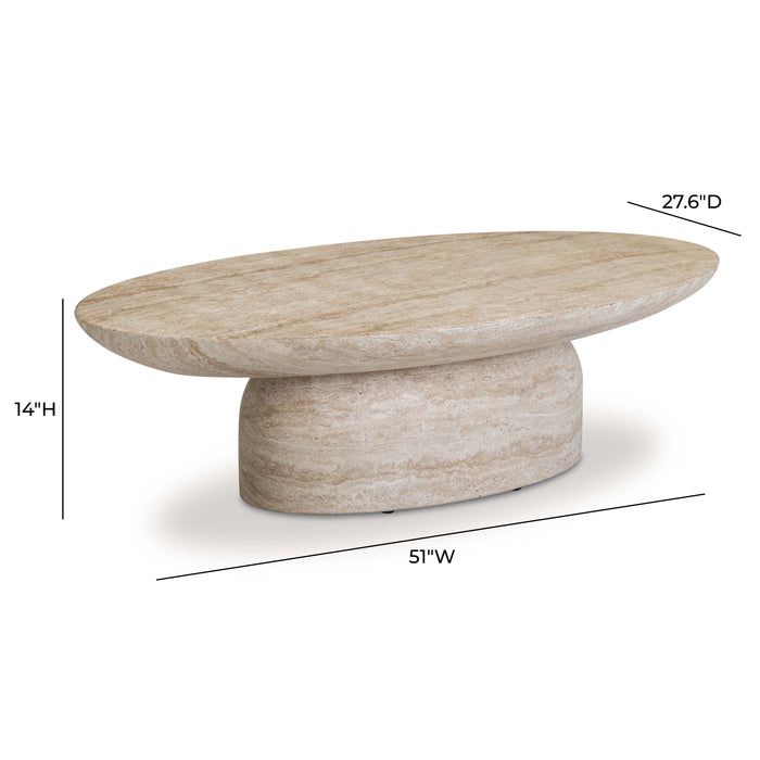 Sonia 51" Faux Travertine Indoor/Outdoor Concrete Coffee Table - Dream Home Furniture & Mattress (Waite Park, MN)