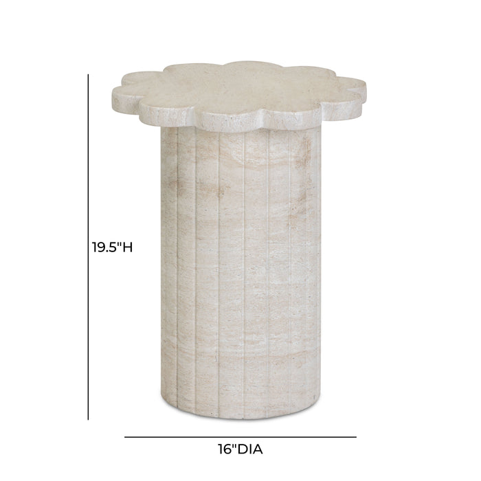 Blossom Faux Travertine Indoor/Outdoor Concrete Side Table