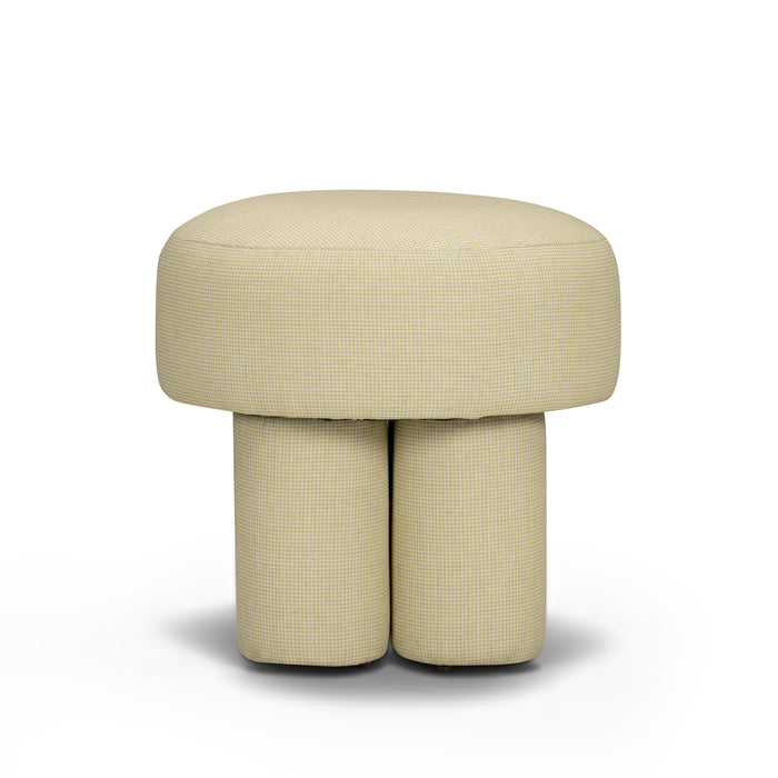 Masha Yellow Homespun Plaid Performance Linen Accent Stool