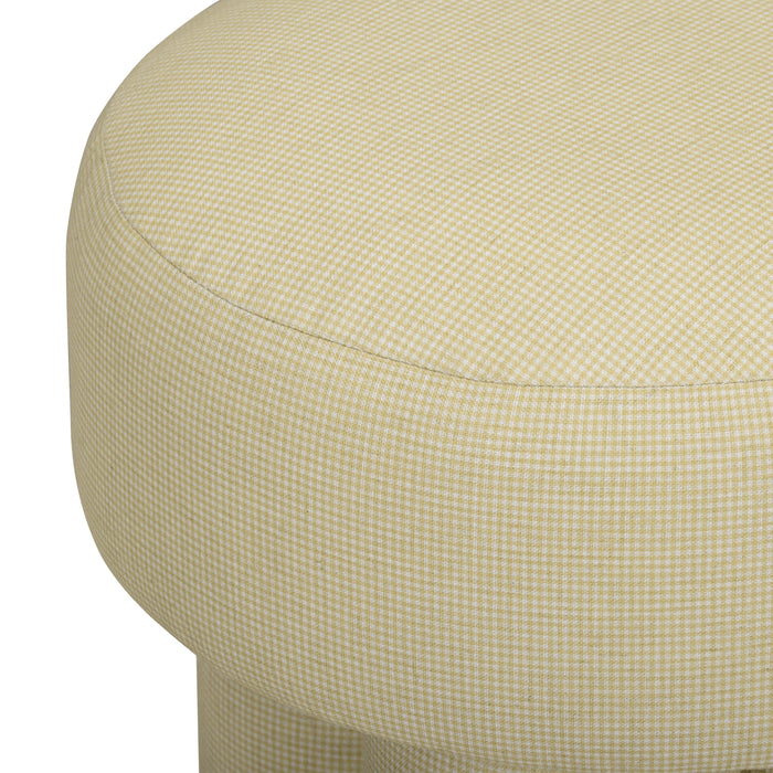 Masha Yellow Homespun Plaid Performance Linen Accent Stool