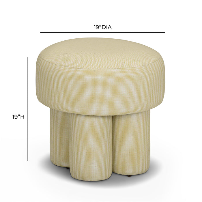 Masha Yellow Homespun Plaid Performance Linen Accent Stool