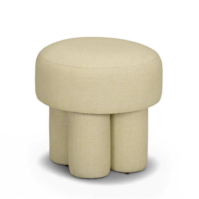 Masha Yellow Homespun Plaid Performance Linen Accent Stool