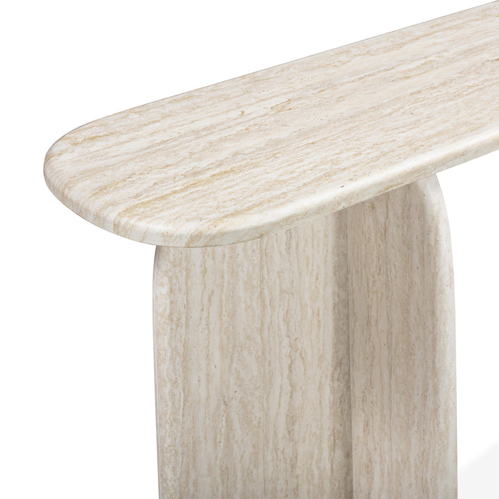 Clementine 48" Faux Travertine Console Table