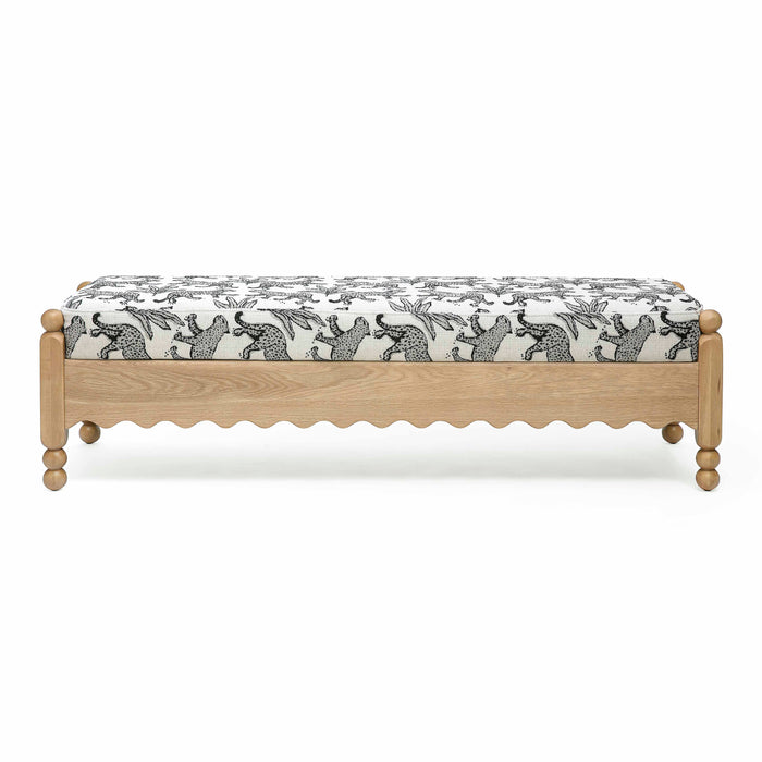 Thelma 56" Leopard Performance Jacquard Fabric Bench