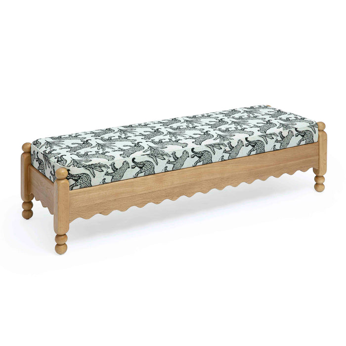 Thelma 56" Leopard Performance Jacquard Fabric Bench