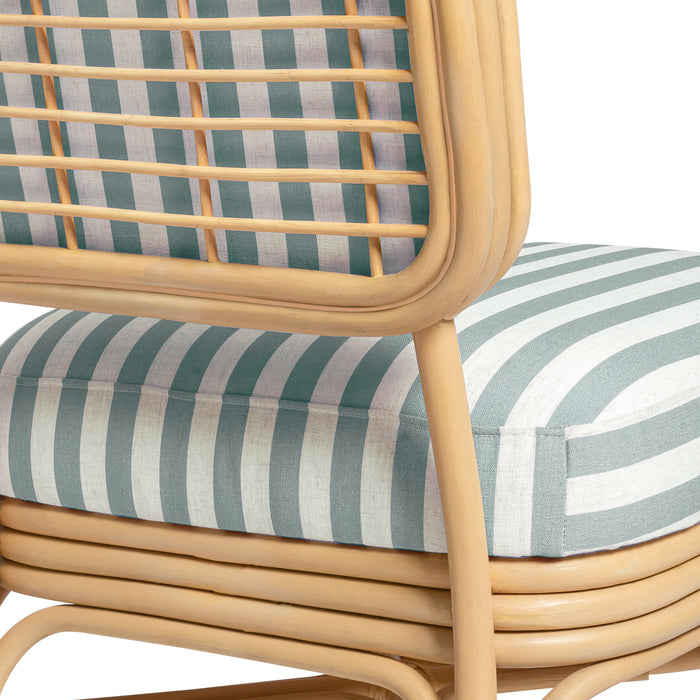 Dorine Striped Performance Linen &amp; Rattan Accent Chair