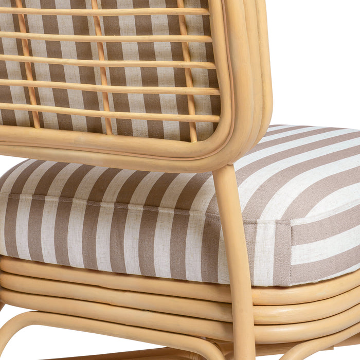 Dorine Striped Performance Linen &amp; Rattan Accent Chair
