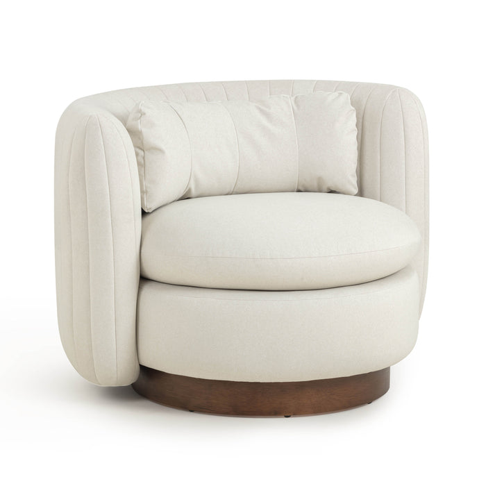 Nura Cream Performance Vegan Mohair Swivel Accent Chair