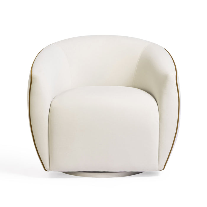 Jordan Contrast Piping Performance Velvet Swivel Accent Chair