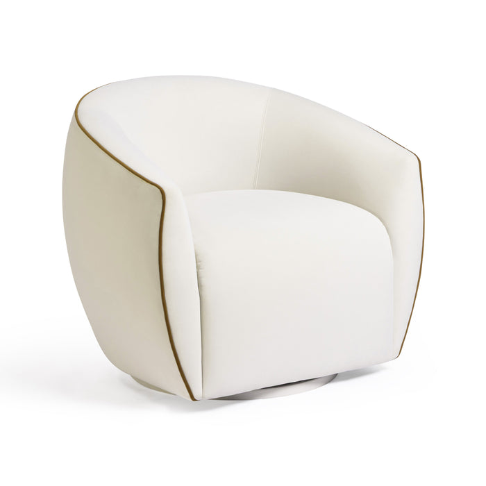 Jordan Contrast Piping Performance Velvet Swivel Accent Chair