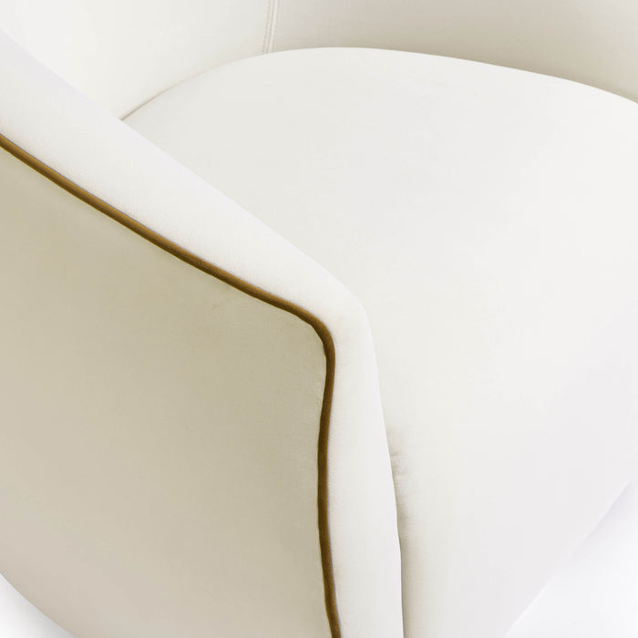 Jordan Contrast Piping Performance Velvet Swivel Accent Chair