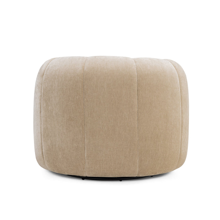 Jasmine Upcycled Contract-Grade Basketweave Fabric Swivel Accent Chair