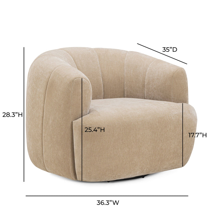 Jasmine Upcycled Contract-Grade Basketweave Fabric Swivel Accent Chair