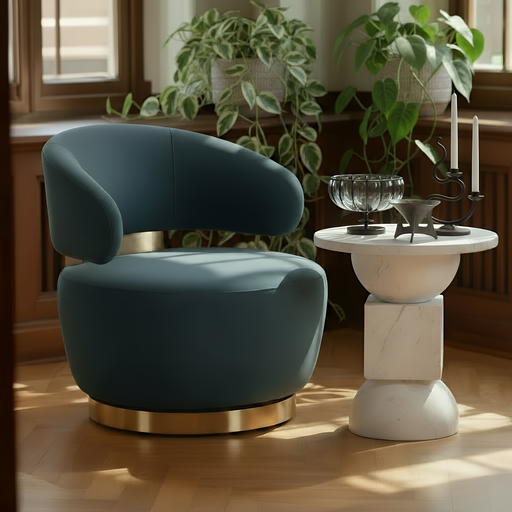 Austin Dark Teal Performance Velvet Swivel Accent Chair - Dream Home Furniture & Mattress (Waite Park, MN)