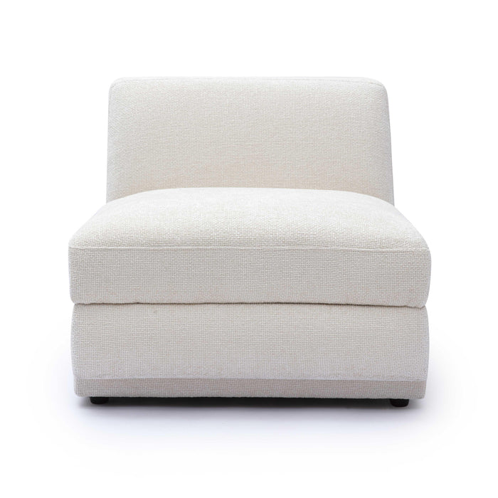 Perry Cream Performance Chenille Modular Armless Chair