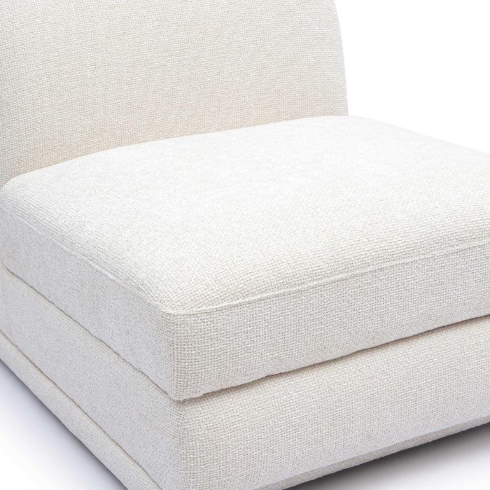 Perry Cream Performance Chenille Modular Armless Chair