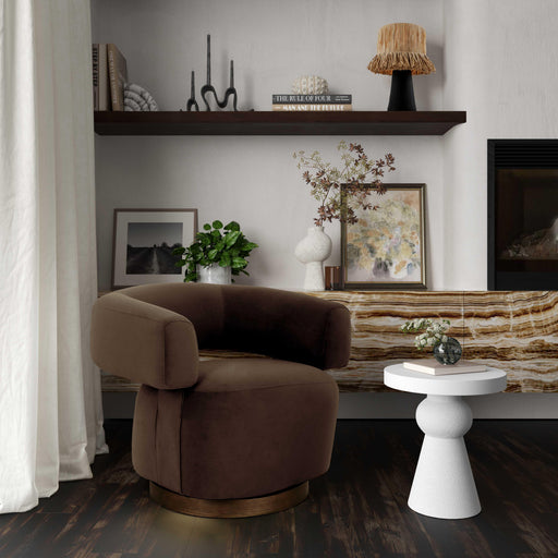 River Chocolate Brown Performance Velvet Swivel Accent Chair - Dream Home Furniture & Mattress (Waite Park, MN)