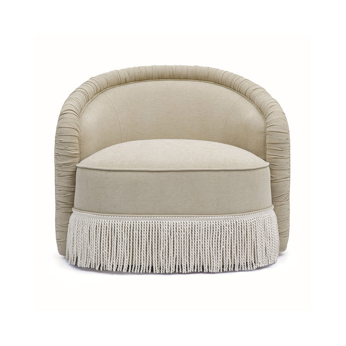 Pamela Tan Performance Chenille Tasseled Lounge Accent Chair - Dream Home Furniture & Mattress (Waite Park, MN)