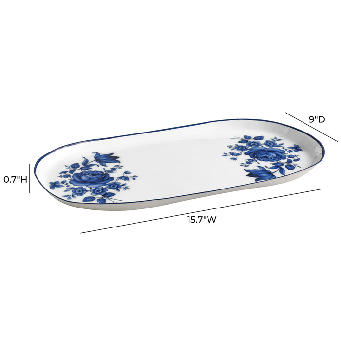 Cottage China Blue &amp; White Serving Tray