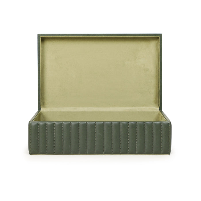 Eton Ribbed Green Vegan Leather Contract-Grade Storage Box