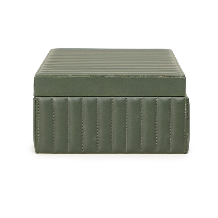 Eton Ribbed Green Vegan Leather Contract-Grade Storage Box